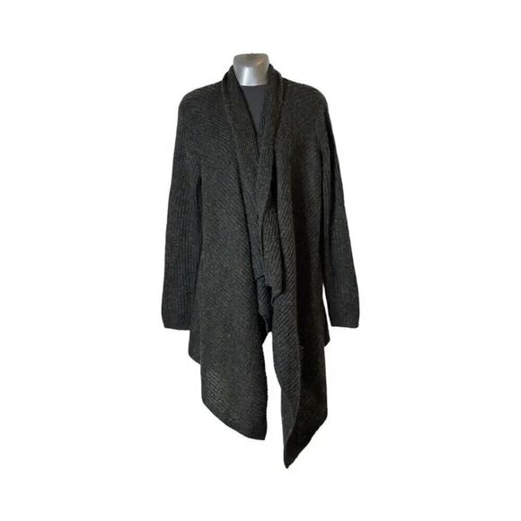 Joe Fresh Women's Charcoal Open Cascade Waterfall Front Cardigan Sweater Size M - Picture 3 of 7